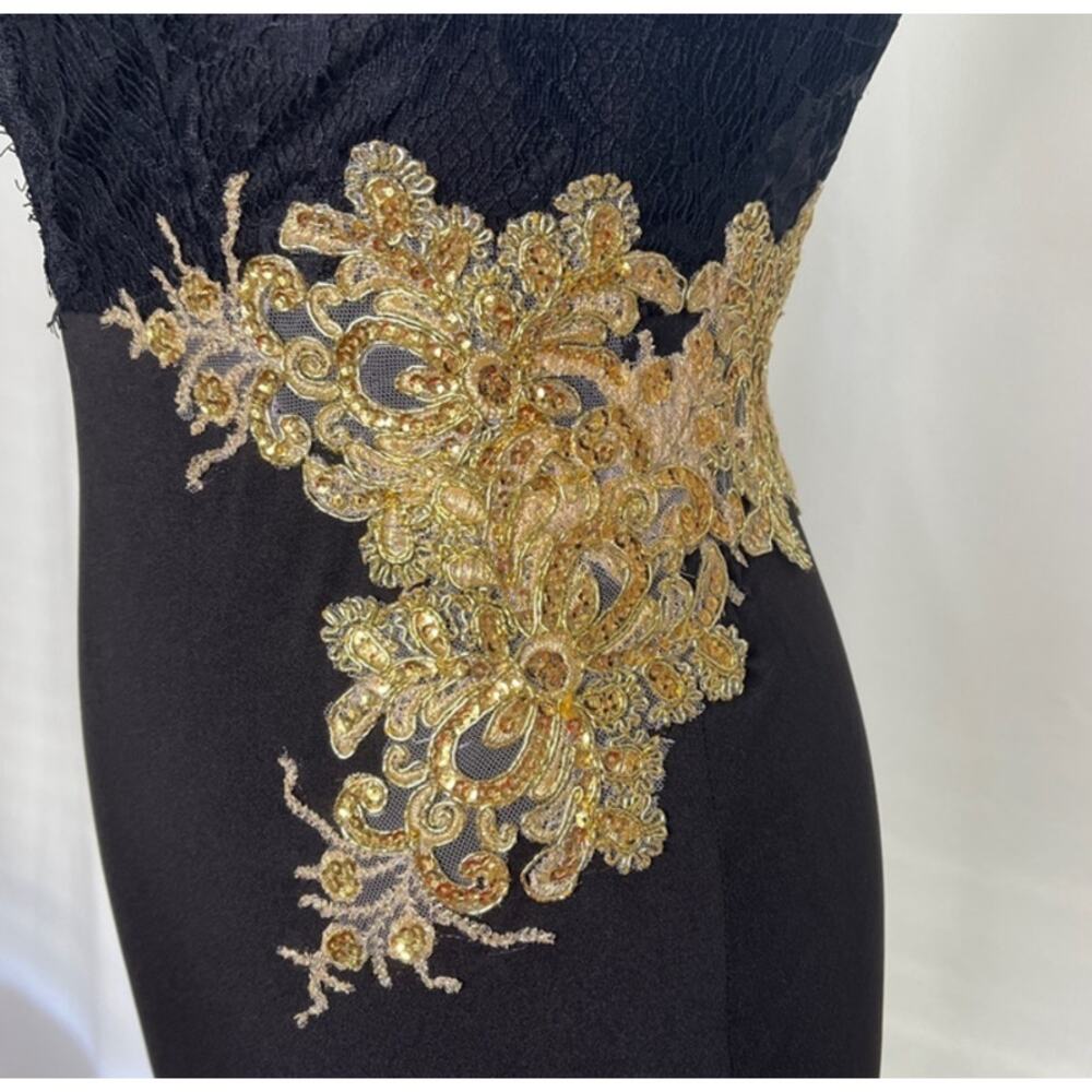 Vintage Black and Gold Mini Dress - Picture 5 of 8